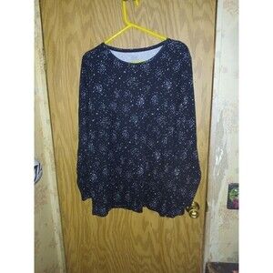 Croft & Barrow The Classic Tee Shirt Womens Plus Size 2X Black With White Spots